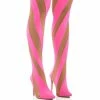 LILITH MESH THIGH HIGH BOOT IN PINK -AZALEA WANG SHOP lilith mesh thigh high boot in pink pink 1 1