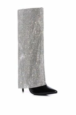 METIZER CHAINMAIL STILETTO WEDGE BOOT IN BLACK PATENT -AZALEA WANG SHOP metizer chainmail stiletto wedge boot in black patent black 3 3