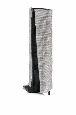 METIZER CHAINMAIL STILETTO WEDGE BOOT IN BLACK PATENT -AZALEA WANG SHOP metizer chainmail stiletto wedge boot in black patent black 4 4