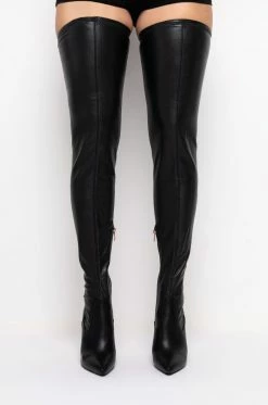AZALEA WANG CANT GET YOU OFF MY MIND THIGH HIGH BOOT WITH 4 WAY STRETCH 13 AZALEA WANG CANT GET YOU OFF MY MIND THIGH HIGH BOOT WITH 4 WAY STRETCH -AZALEA WANG SHOP mindful black pu 4 4 c1