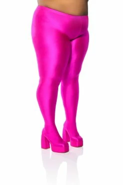 PLUS AZALEA WANG STAR STRETCH CHUNKY HEEL PANT BOOT IN FUCHSIA