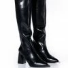 POSTED BLACK KNEE HIGH WESTERN BOOT