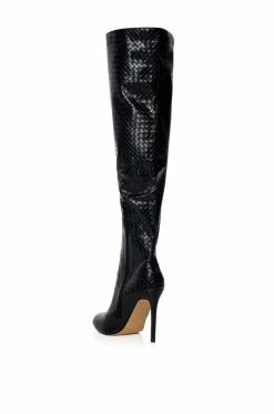 RONNIE WEAVED THIGH HIGH BOOT IN BLACK -AZALEA WANG SHOP ronnie weaved thigh high boot in black black 4 4