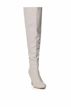 RONNIE WEAVED THIGH HIGH BOOT IN CREAM -AZALEA WANG SHOP ronnie weaved thigh high boot in cream cream 3 3