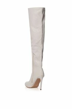 RONNIE WEAVED THIGH HIGH BOOT IN CREAM -AZALEA WANG SHOP ronnie weaved thigh high boot in cream cream 4 4
