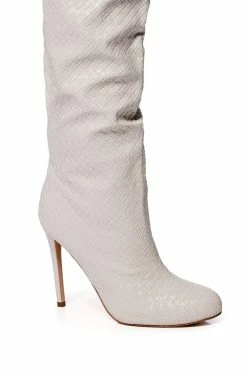 RONNIE WEAVED THIGH HIGH BOOT IN CREAM -AZALEA WANG SHOP ronnie weaved thigh high boot in cream cream 5 5