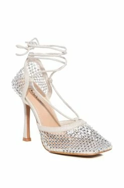 ROSALYN EMBELLISHED WHITE PUMP -AZALEA WANG SHOP rosalyn embellished white pump white 3 3 c1 c1