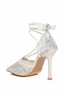 ROSALYN EMBELLISHED WHITE PUMP -AZALEA WANG SHOP rosalyn embellished white pump white 4 4 c1 c1