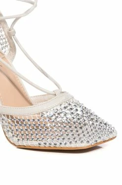 ROSALYN EMBELLISHED WHITE PUMP -AZALEA WANG SHOP rosalyn embellished white pump white 5 5 c1 c1