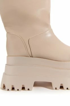 SKYHIGH FLATFORM BOOTIE IN NUDE -AZALEA WANG SHOP skyhigh flatform bootie in nude nude 5 5