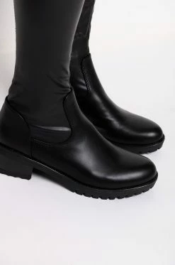 **SLIM FIT** AZALEA WANG FOREVER LOST IN TIME FITTED HIGH FLAT BOOT WITH 4 WAY STRETCH 13 **SLIM FIT** AZALEA WANG FOREVER LOST IN TIME FITTED HIGH FLAT BOOT WITH 4 WAY STRETCH -AZALEA WANG SHOP slim fit azalea wang forever lost in time fitted high flat boot black pu 6 6