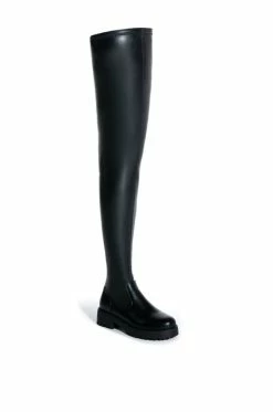 **SLIM FIT** AZALEA WANG SURGICAL FLATFORM BOOT WITH 4 WAY STRETCH IN STRETCH PU 13 **SLIM FIT** AZALEA WANG SURGICAL FLATFORM BOOT WITH 4 WAY STRETCH IN STRETCH PU -AZALEA WANG SHOP slim fit azalea wang surgical flatform boot in stretch pu black 3 3