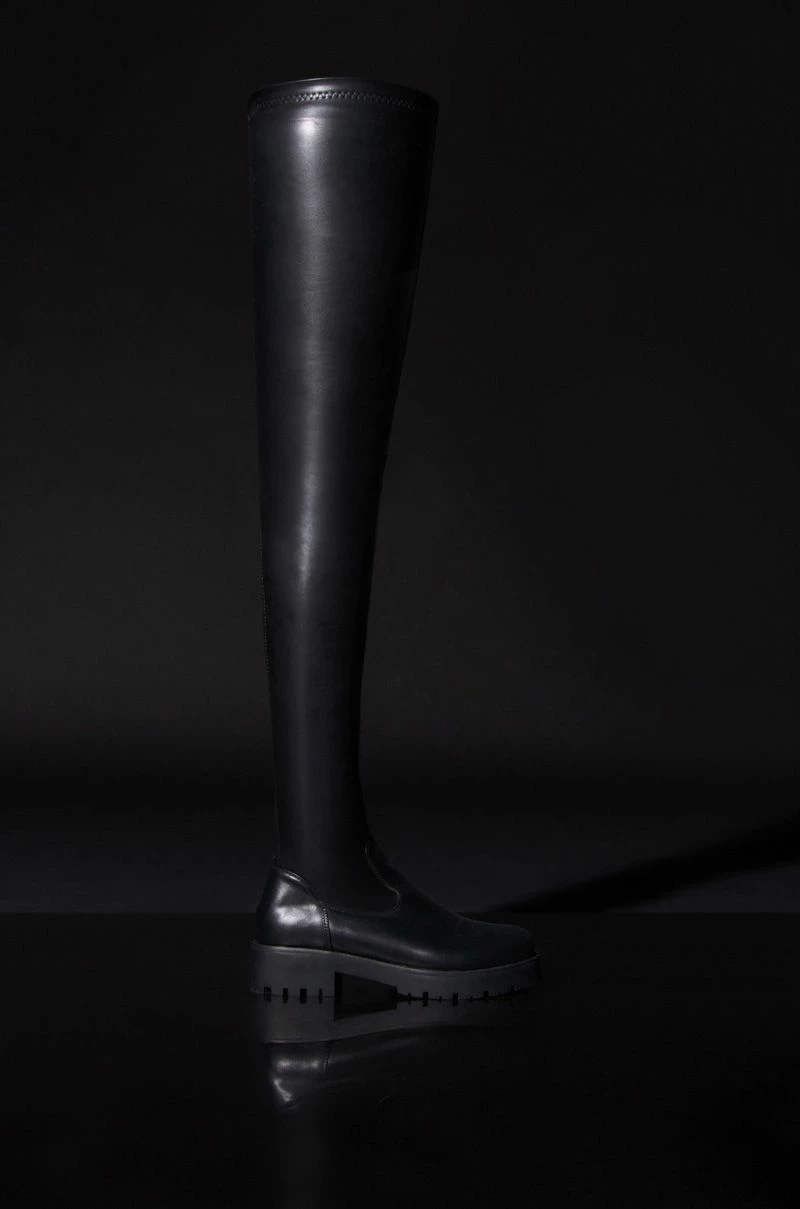 **SLIM FIT** AZALEA WANG SURGICAL FLATFORM BOOT WITH 4 WAY STRETCH IN STRETCH PU 11 **SLIM FIT** AZALEA WANG SURGICAL FLATFORM BOOT WITH 4 WAY STRETCH IN STRETCH PU - Image 9