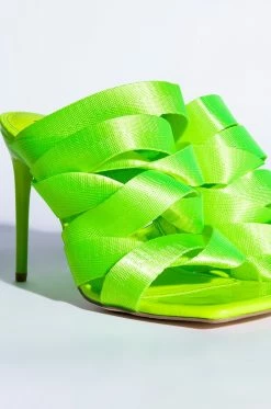 STRAP IN STILETTO MULE SANDAL IN GREEN -AZALEA WANG SHOP strap in stiletto mule sandal in green green 6 6