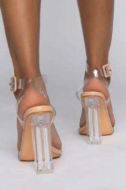 STROLL DOWN MEMORY LANE CHUNKY HEELED SANDAL -AZALEA WANG SHOP stroll down memory lane chunky heeled sandal nude patent 4c2