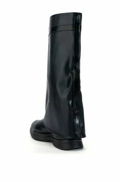 TRIPLE SEC FOLD OVER FLAT BOOT IN BLACK -AZALEA WANG SHOP triple sec fold over flat boot in black black 4 4